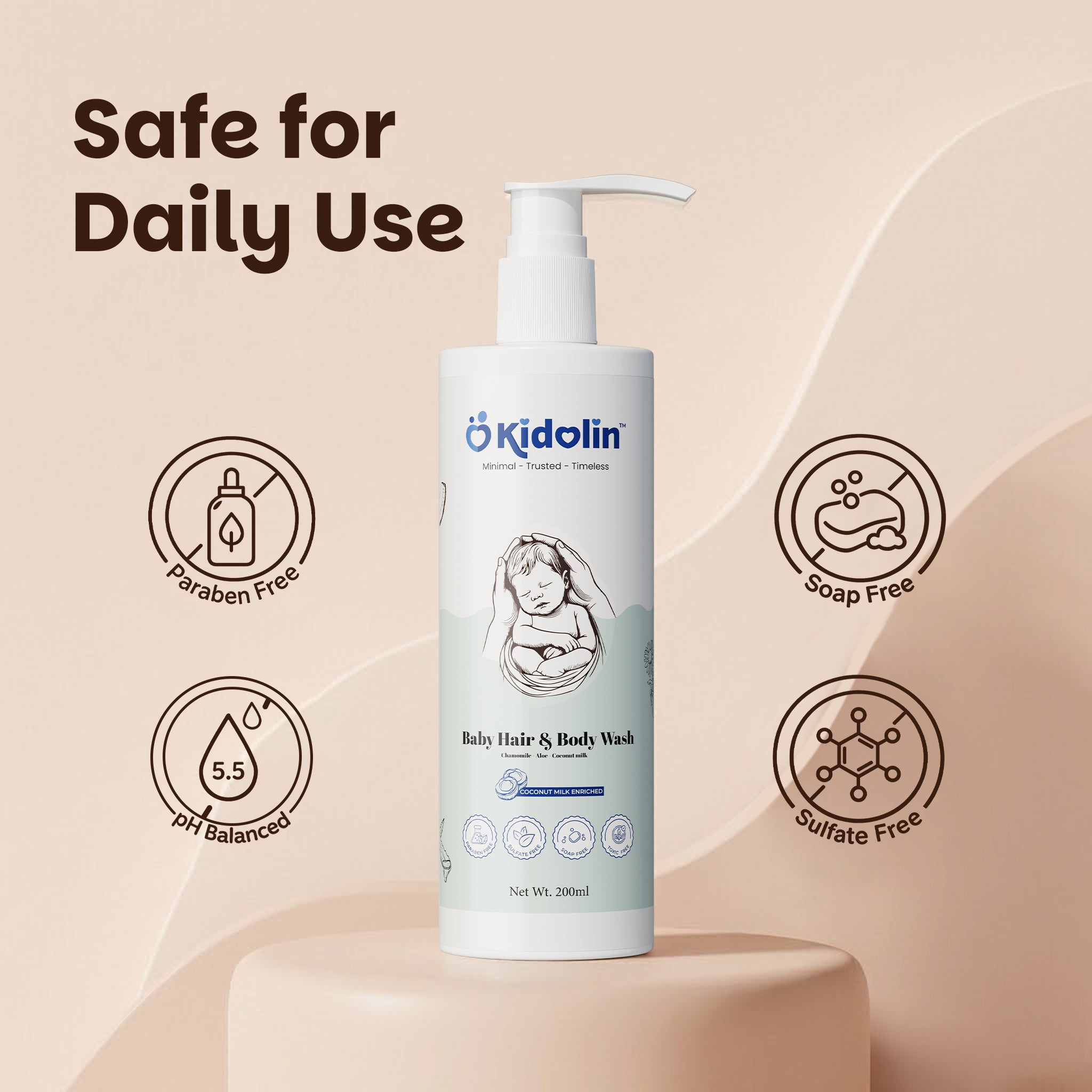 Kidolin Baby Hair & Body Wash | Chamomile, Aloe & Vitamin B5
