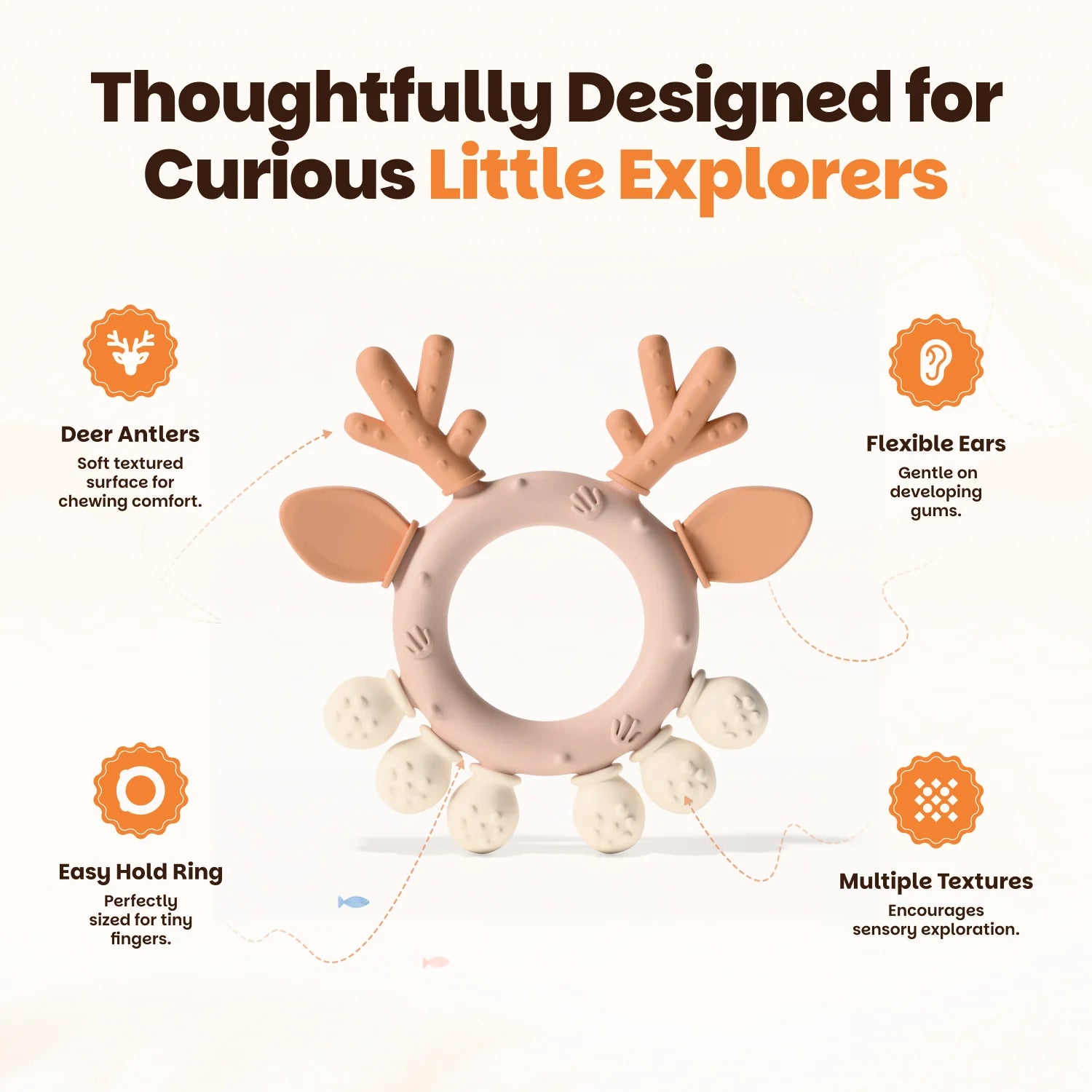 Kidolin Deer Teether for Babies | Food Grade Silicone | BPA Free