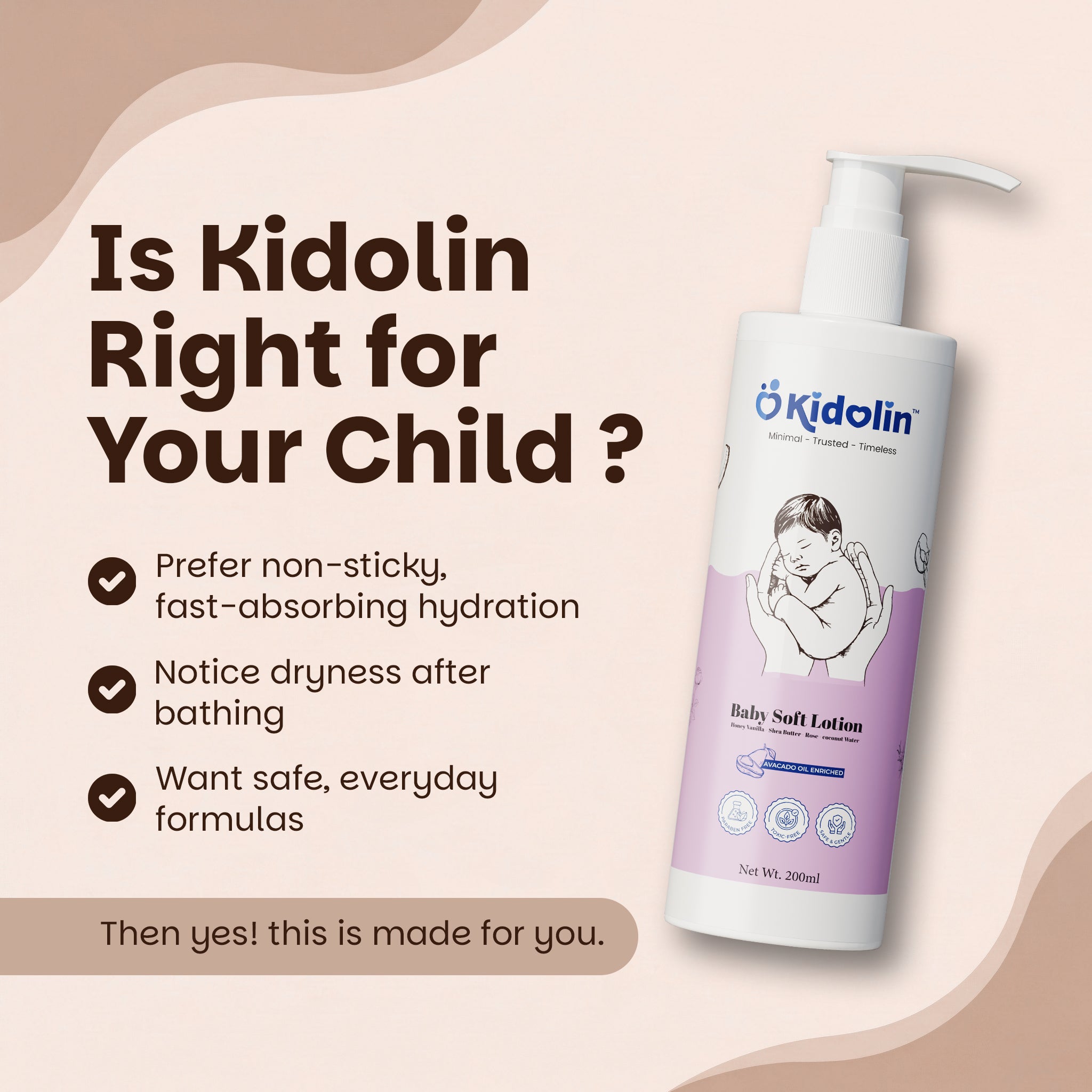 Kidolin Baby Essentials Duo | Hair & Body Wash + Soft Baby Lotion