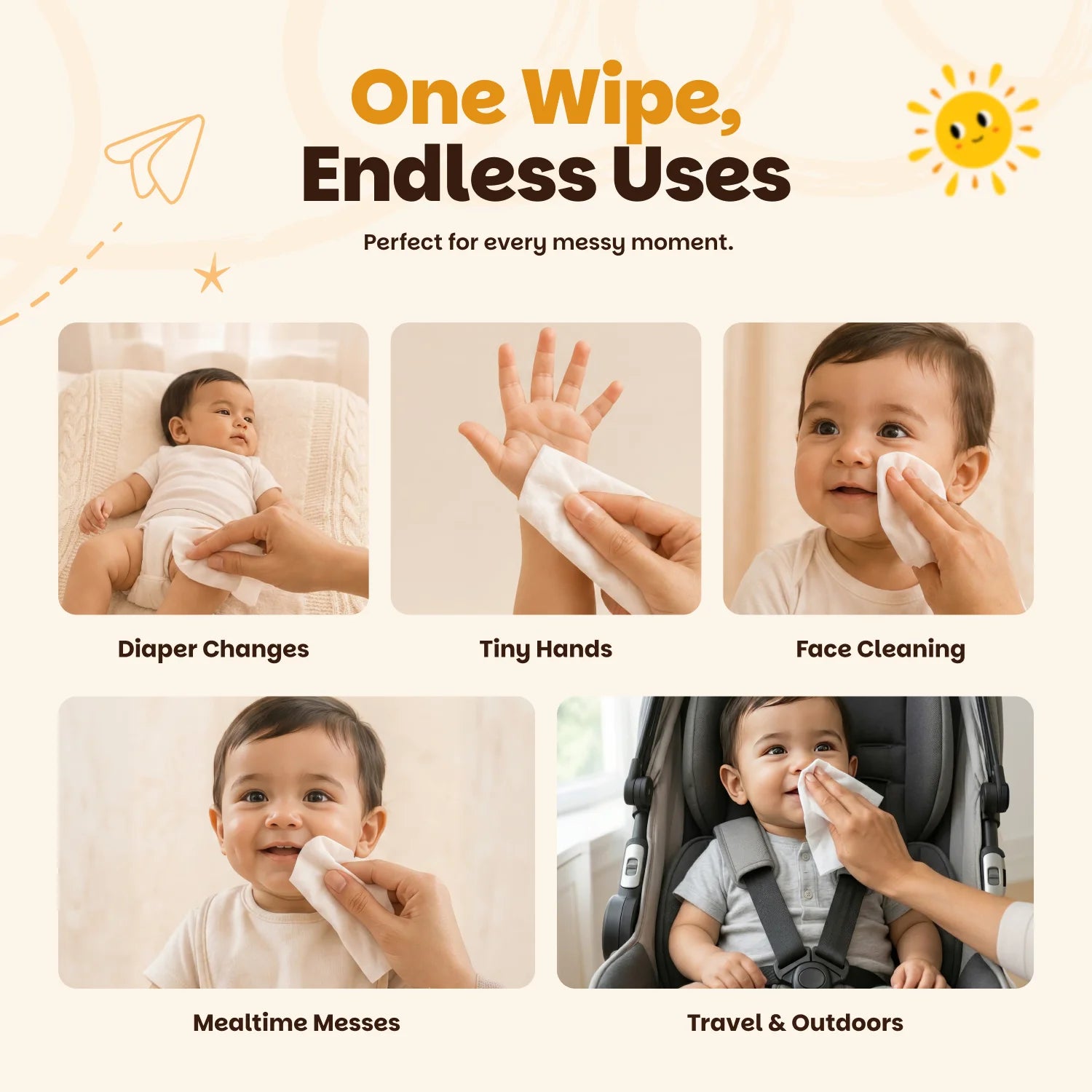 Kidolin Baby Wet Wipes - 72 Wipes | 99% Water-Based | Paraben Free & Vitamin E