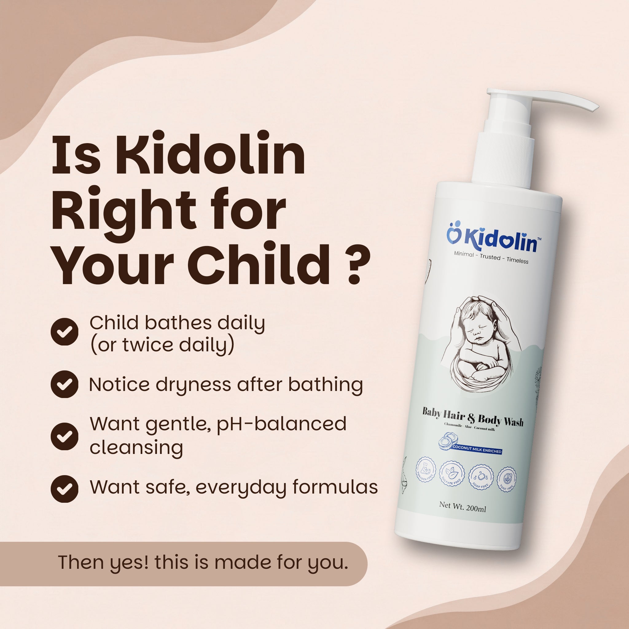 Kidolin Baby Hair & Body Wash | Chamomile, Aloe & Vitamin B5