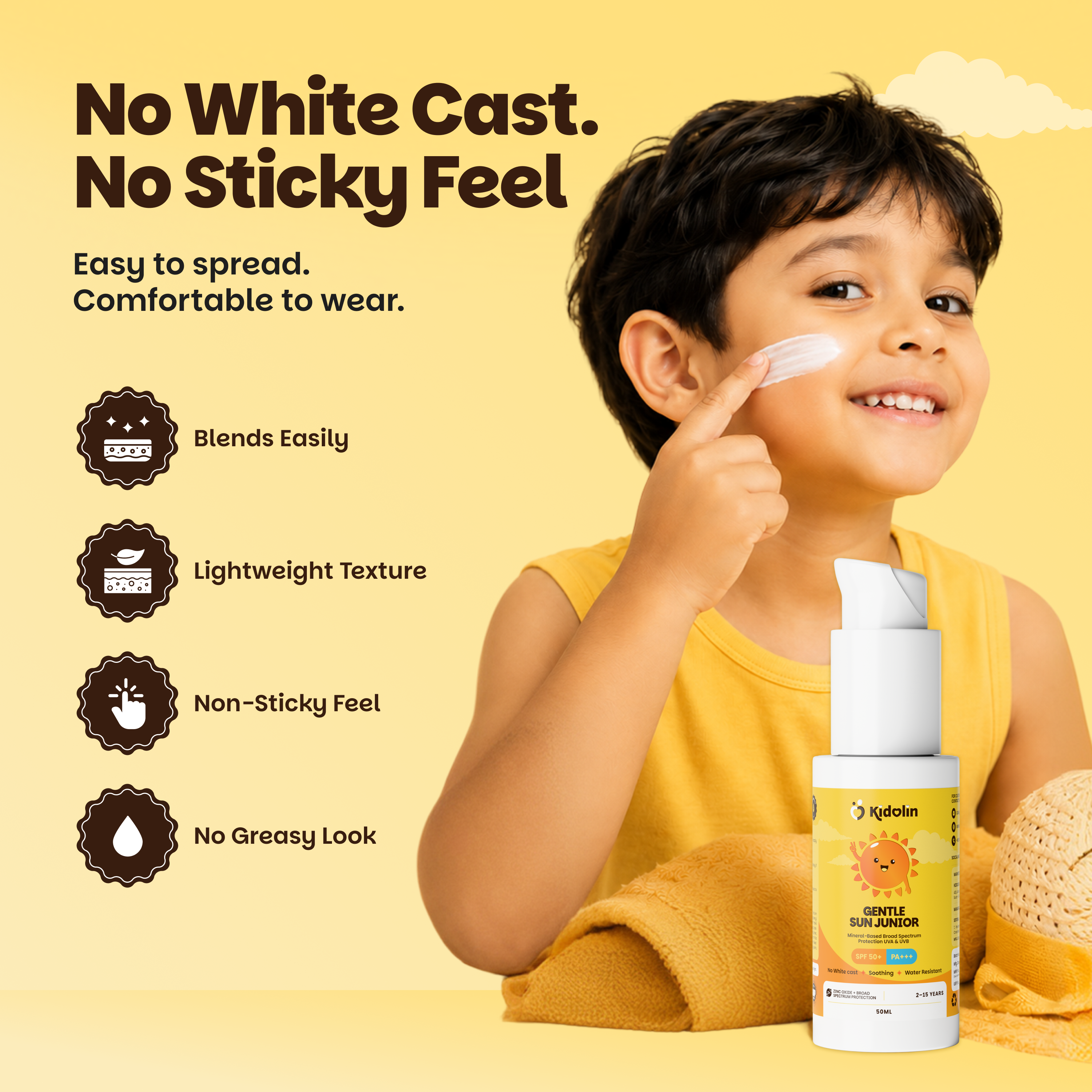 Gentle Sun Junior | SPF 50+ PA+++ Mineral Sunscreen | Zinc Oxide + Broad Spectrum Protection | 50ml