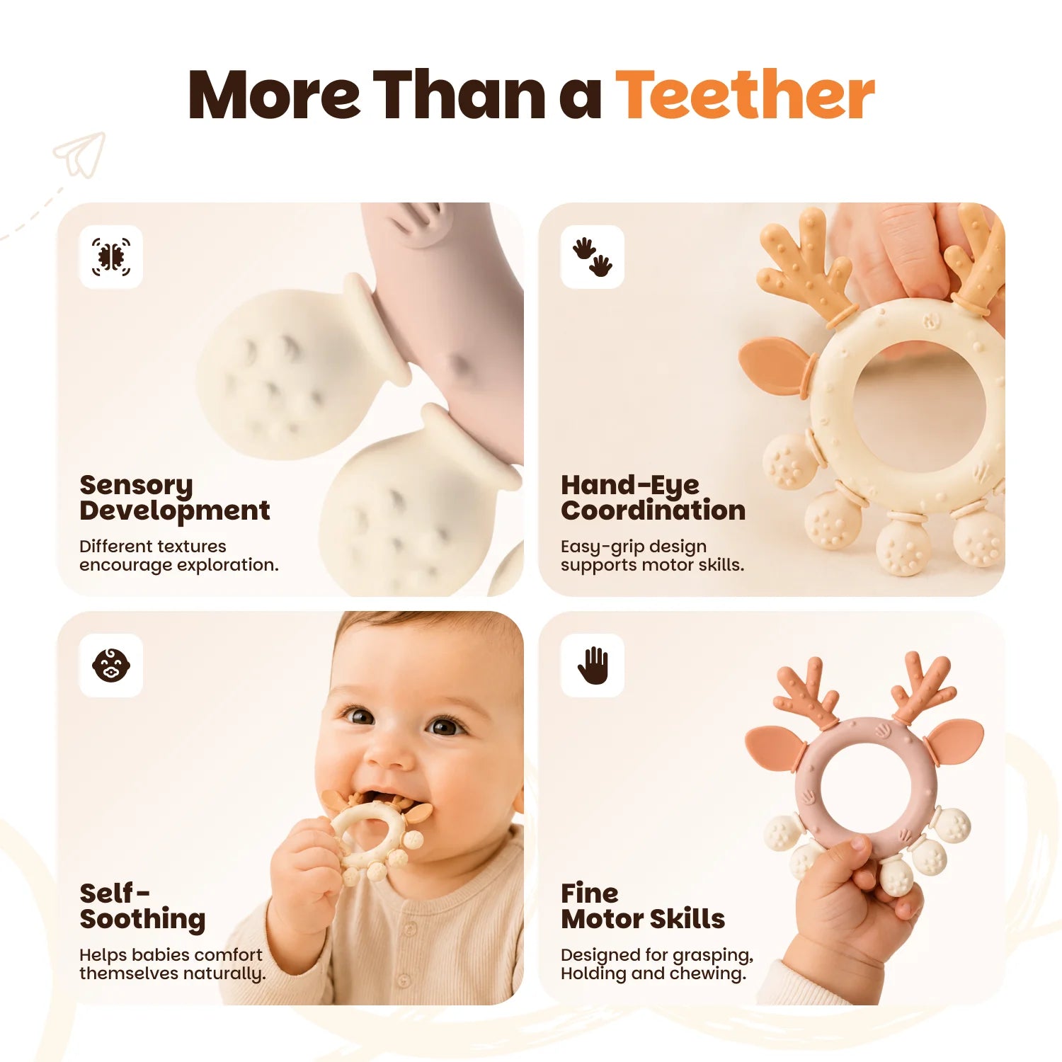 Kidolin Deer Teether for Babies | Food Grade Silicone | BPA Free