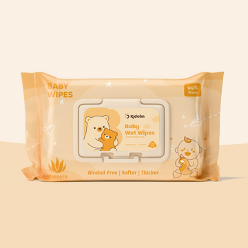 Kidolin Baby Wet Wipes - 72 Wipes | 99% Water-Based | Paraben Free & Vitamin E