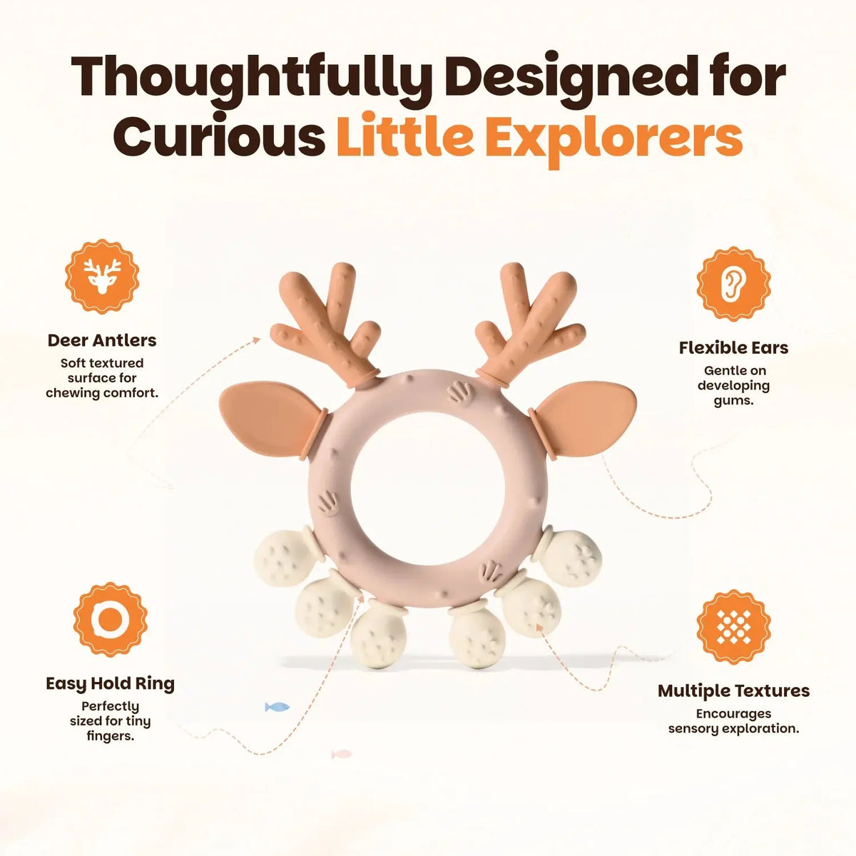 Kidolin Deer Teether for Babies | Food Grade Silicone | BPA Free