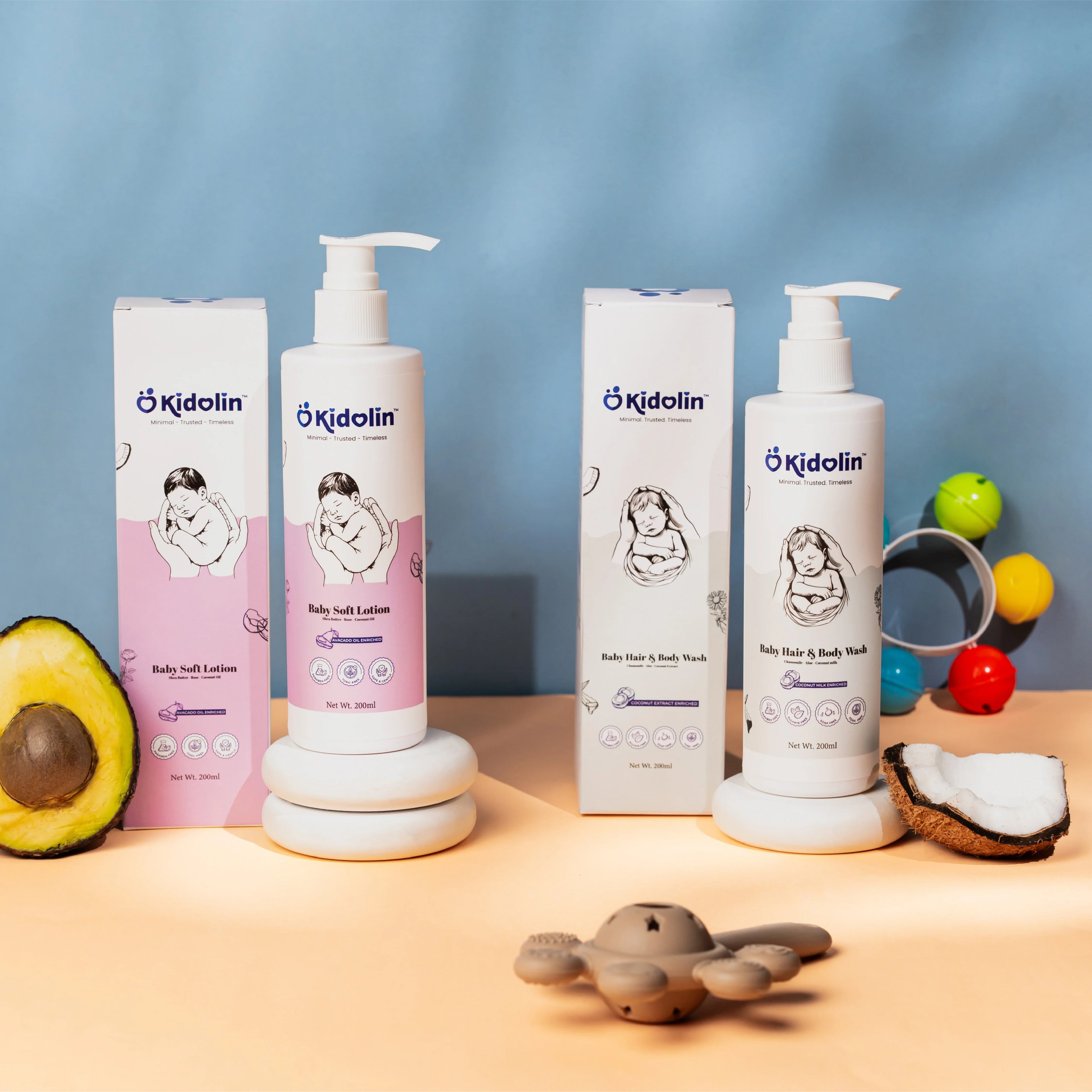 Kidolin Baby Care Combo – Soft Lotion + Hair & Body Wash