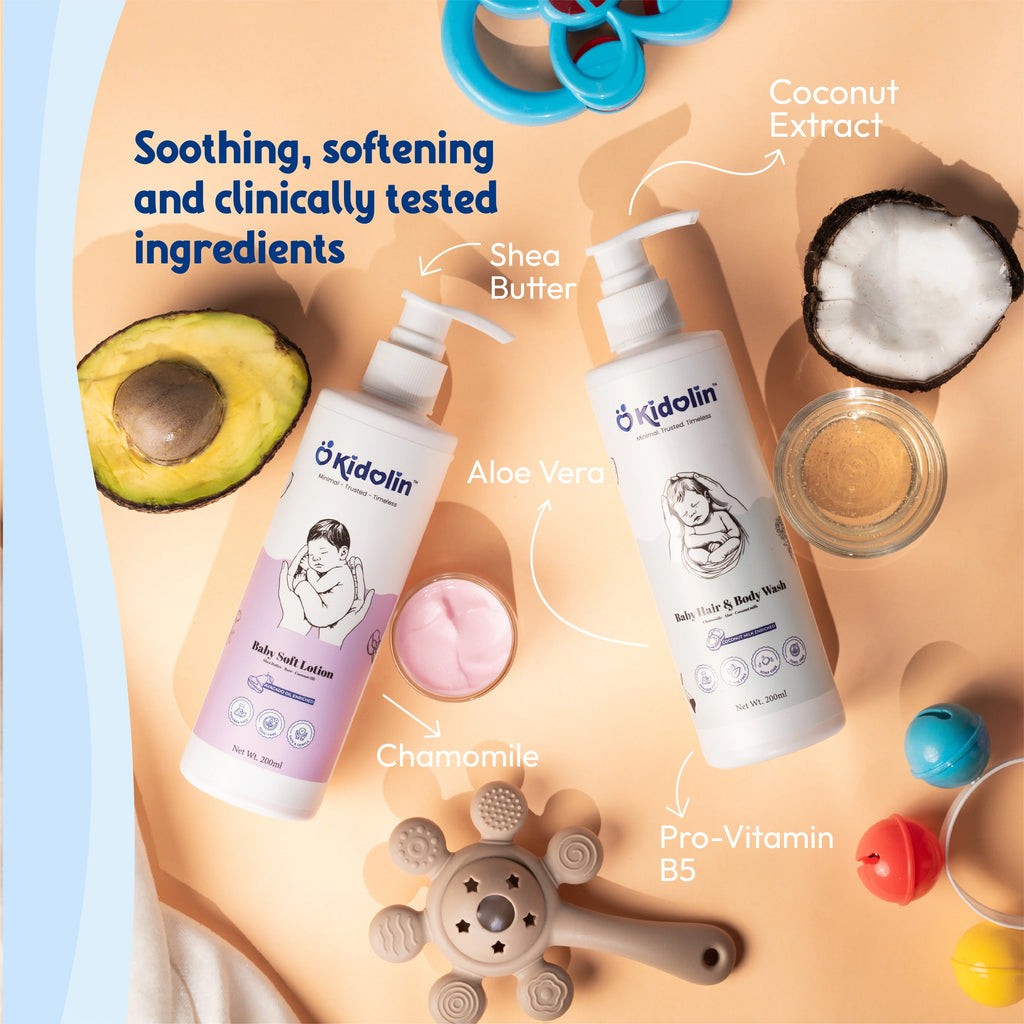 Kidolin Baby Care Combo – Soft Lotion + Hair & Body Wash