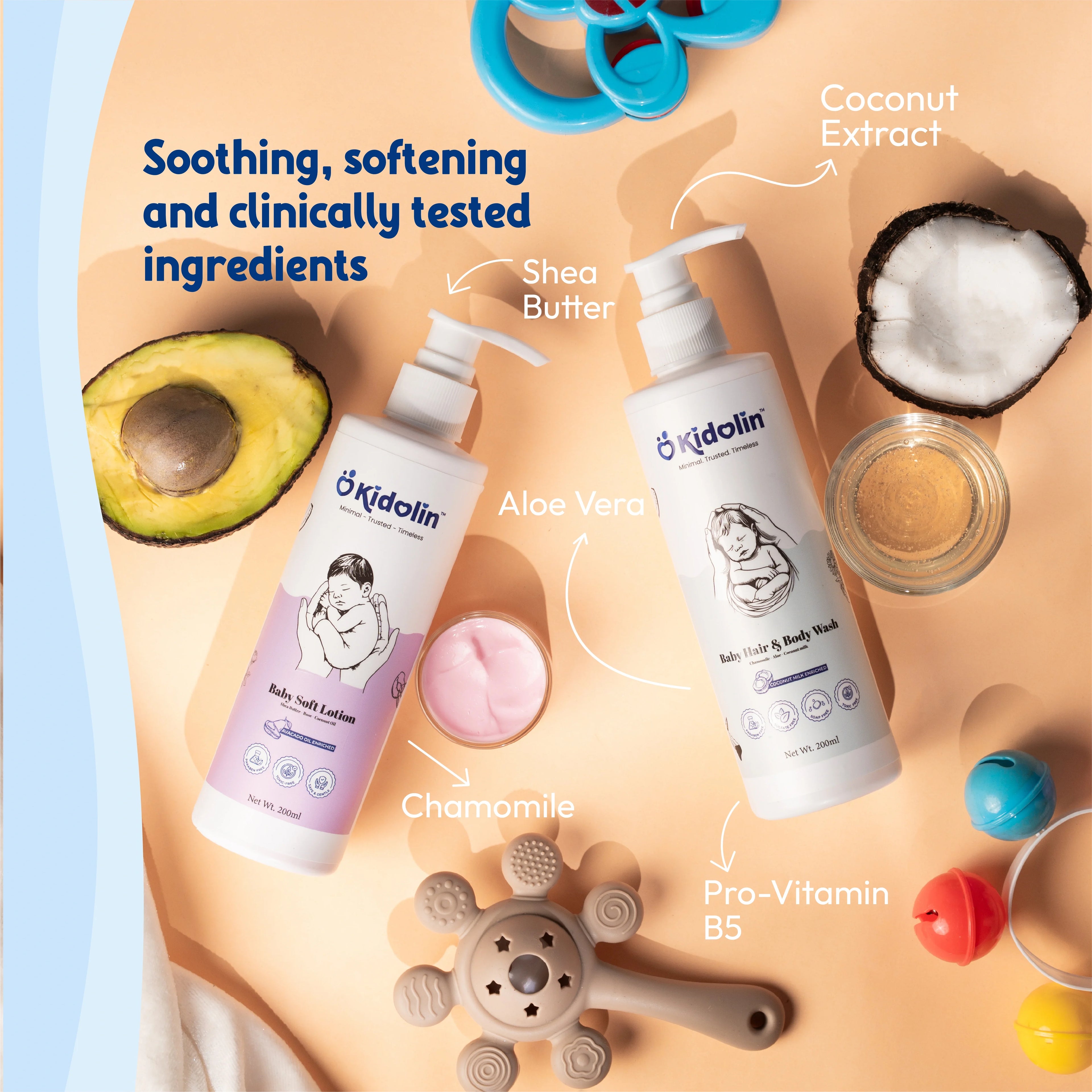 Kidolin Baby Care Combo – Soft Lotion + Hair & Body Wash