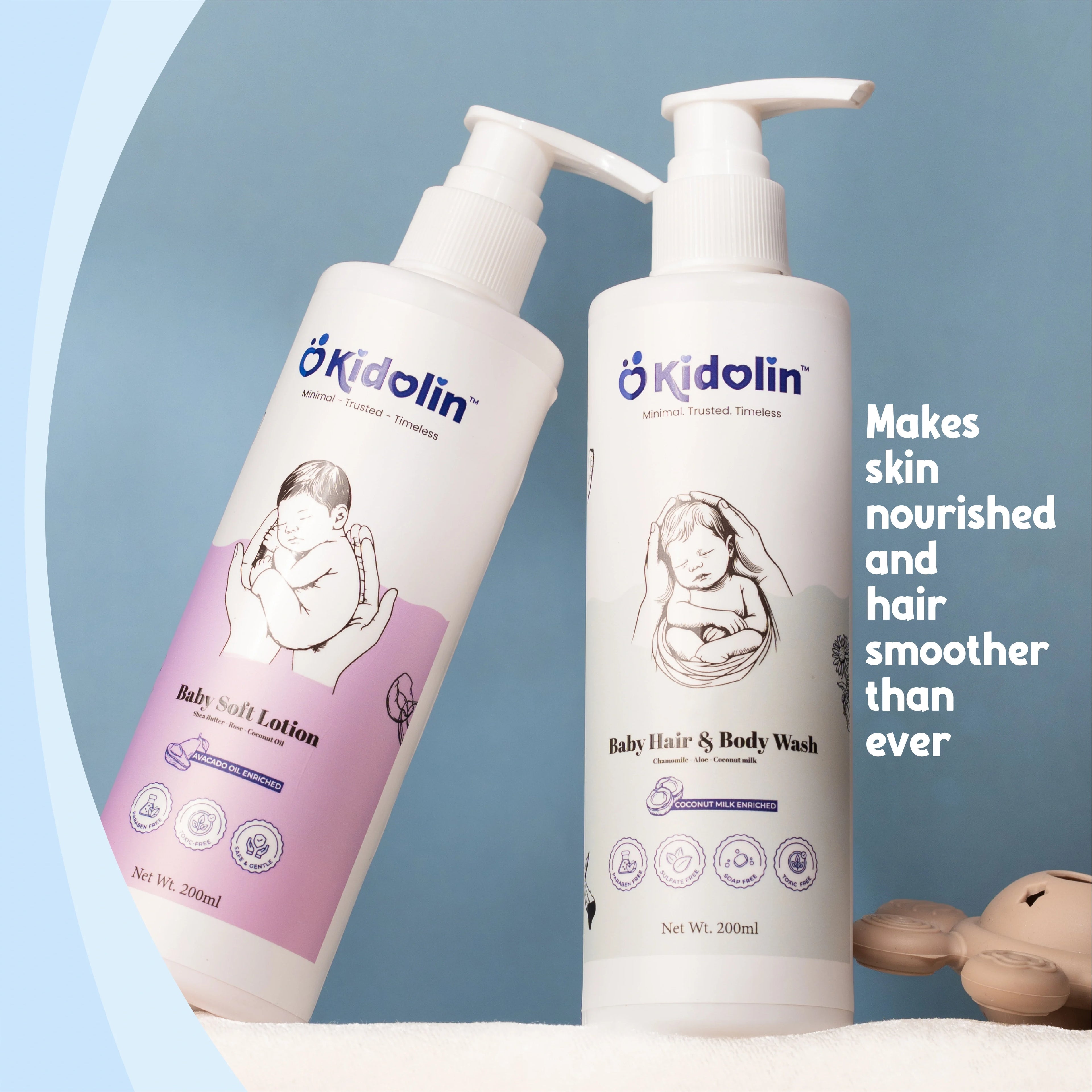 Kidolin Baby Care Combo – Soft Lotion + Hair & Body Wash